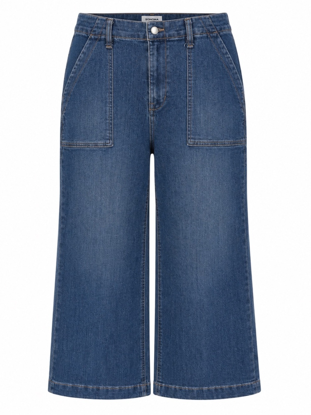 Sonoma Women’s 14P Petite Wide Leg Utility Jeans Dark Wash Stretch Denim